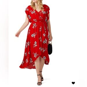 City chic dress floral red